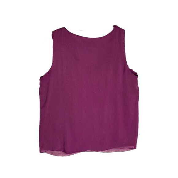 Anne Klein Purple Ruffle Button Front Sleeveless Top Large - Picture 12 of 12